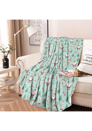 Noel Desenli 47 İnç Yuvarlak Flanel Battaniye, Yetişkin Ve Çocuk İçin, Yumuşak, Rahat Ve Hafif Noel Baba Noel Geyiği