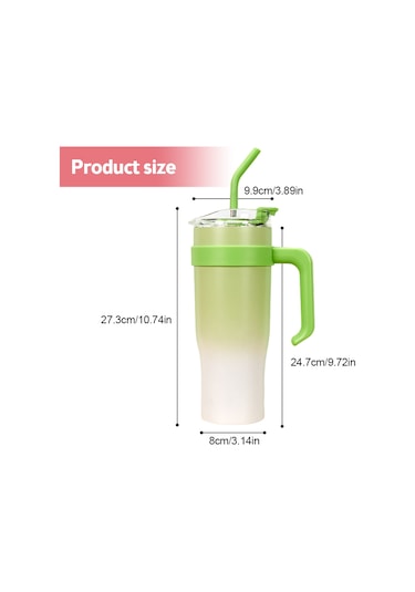 Xiyyadms 1.2l 40oz 304 Çelik Vakumlu Isı Saklama Bardak, 6-12 Saat Isı Tutma, Pipetli Büyük Kapasiteli Kahve/su Bardakı, Sarı