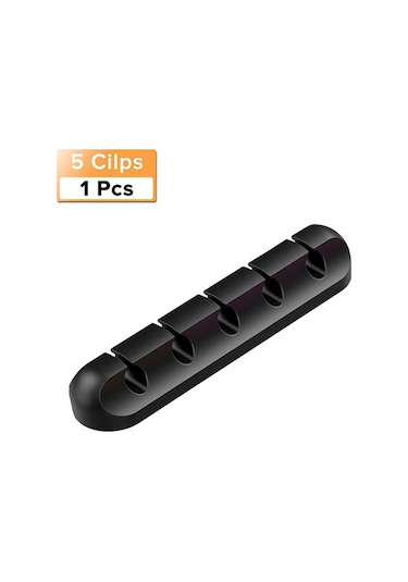 Symbee Mutfak Aletleri Şarj Kablosu Düzenleyici, 5 Delikli Silikon固线夹, Siyah 5 Adet/set, Kabloları Topla Ve Düzenle Siyah