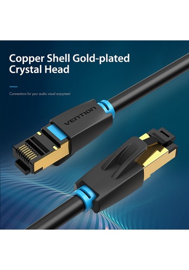 Mufunye Ventıon Cat8 Sftp 40gbps 2000mhz 1.5m Ağ Kablosu - Tam Bakır Çift Ekranlı, Altın Kaplı Rj45 Kristal Uç, Oyun Ve Ev/ofis Kullanıma Uygun