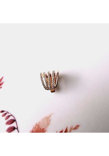 Çoklu Earcuff Gold Renkli Sıkıştırmalı Kıkırdak Küpesi Renkli