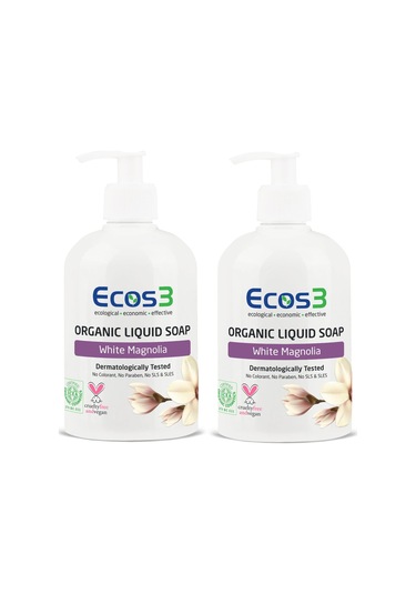 Ecos3 Organik Beyaz Manolya Sıvı Sabun 500 ML x 2