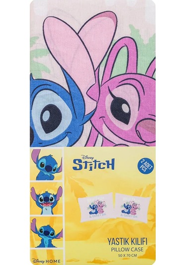 Pembe Lilo Ve Stitch Baskılı Yastık Kılıfı 2'li 50x70 Cm