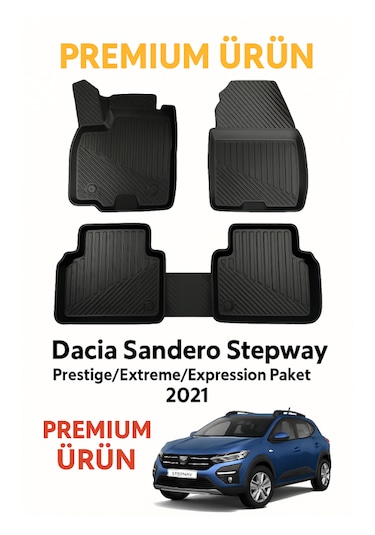 Dacia Sandero Stepway 2021+ Araca Özel Bardaklıklı 3d Havuzlu Paspas