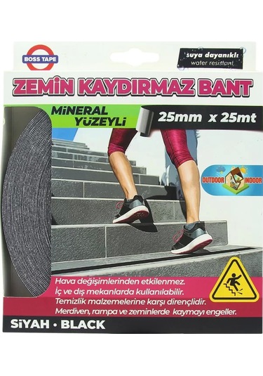 Boss Tape 2879 Zemin Merdiven Kaydırmaz Bant 25mmx25m Siyah