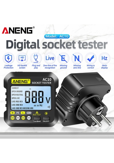 Ximistore9 Aneng Ac10 Avrupa Tipi Prizi Test Cihazı - Polarite Ve Faz Kontrol Cihazı Pil Dahil Değil