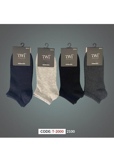 Pamuk Patik Düz Paket Karışık Çorap 12'li - Karışık Antrasit