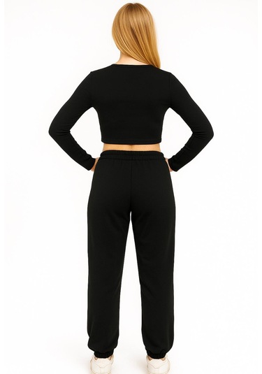 Axxel Kadın Siyah Krep Kumaş Eşofman Altı-p2153 Siyah