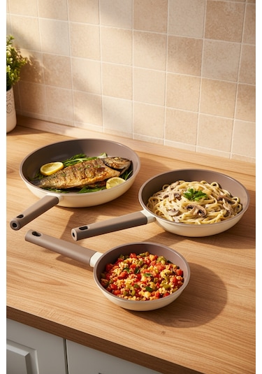 Bernardo Chef Döküm 3 Parça Tava Seti Krem Krem