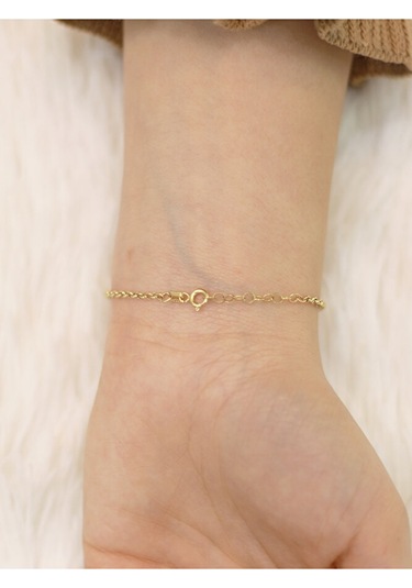 14 Ayar Altın Taşlı Kalp Yoncalı Bileklik Altın