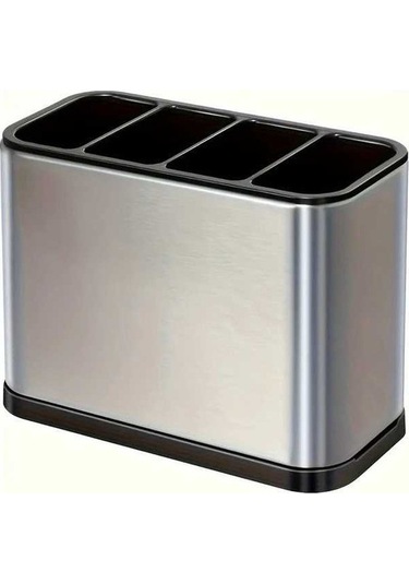 Trendooze Gaojunshop01 1 Paslanmaz Çelik Çatal Bıçak Kutusu, 4 Bölme, Gümüş Renk Gümüş