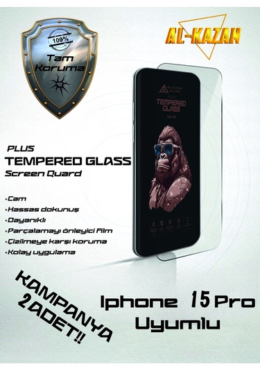 İphone 15 Pro Şeffaf Kırılmaz Ekran Koruyucu 2'li Paket Ultra İnce, Anti Çizik&darbeye Dayanıklı