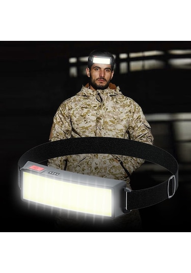 DailyLink USB Şarj Edilebilir LED COB Kafa Feneri Lambası Siyah