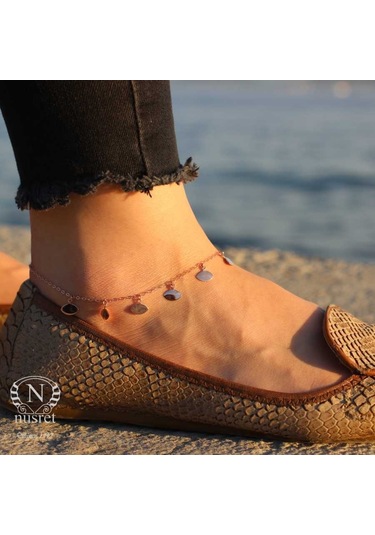 Nusret 925 Ayar Rose Gümüş Göz Model Halhal Rose Gold