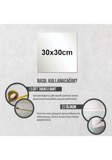 Decorita Kare Ayna 4'lü 30 x 30 CM Çok Renkli