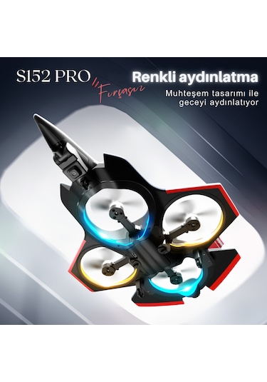 S152 Drone Fırçasız Motor 2 Batarya İle 20 Dakika Uçuş 720p HD Kamera Işıklı Drone