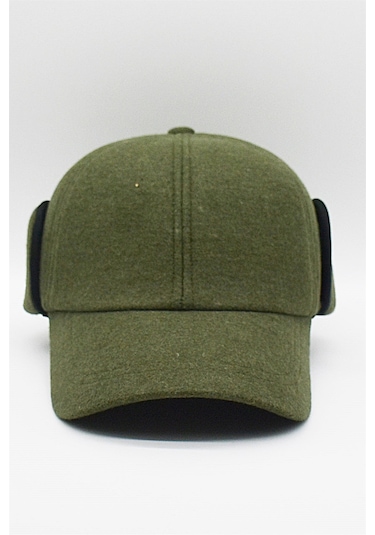 Erkek Haki Yün Kışlık Kulaklı Kep Beyzbol Şapkası