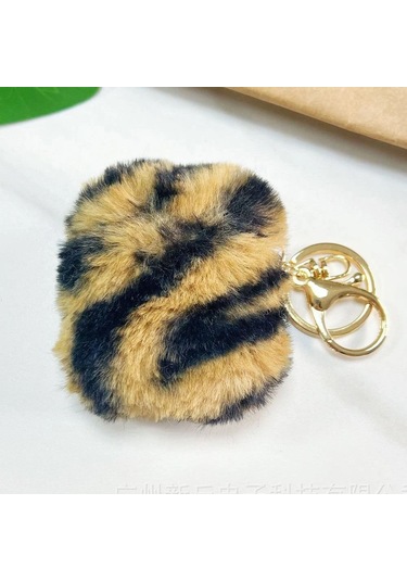 Mobaxaksesuar Apple Airpods 3. Nesil İle Uyumlu Kılıf Kalp Leopar Taş Kiraz Desenli Fiyok Tutmalı Kılıflar Siyah