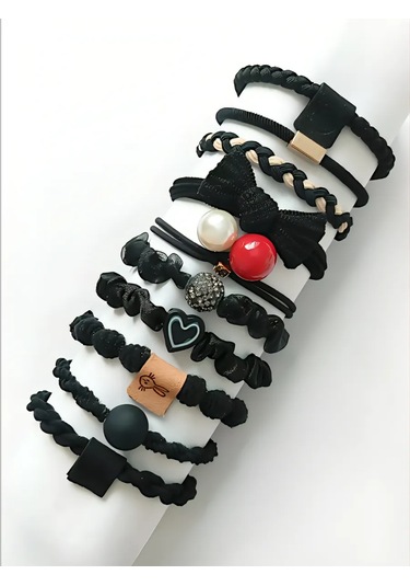 Mını Shop Msk Saç Lastikleri, 10'lu Set 206266481 Siyah