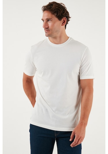 Buratti Pamuklu Regular Fit Bisiklet Yaka Erkek T Shirt 59020204 Ekru