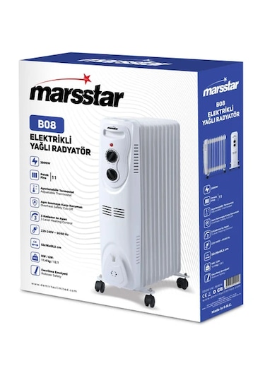 Marsstar B 08 Termostatlı Yağlı Radyatör