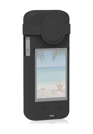 Insta360 X3 Puluz Lens Kapaklı Silikon Koruyucu Kılıf İçin Siyah