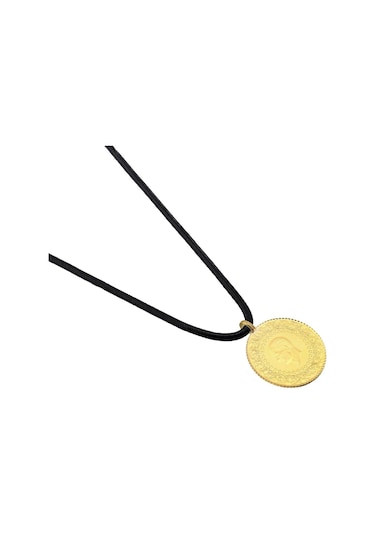 Agakulche 22 Ayar Tam Altın Siyah İpli Kolye