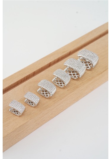 Kadın Vip Seri Zirkon Taşlı 3 Boy 6'lı Küpe Seti Zrk004 - Gümüş