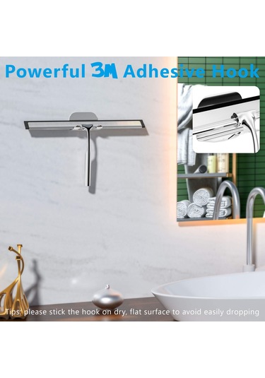 Tenfowee Fitfirst Çok Amaçlı Silikon Pencere Ve Duş Squeegee, 10 İnç Cam Sileceği, 3m Yapışkanlı Kancalı Diğer