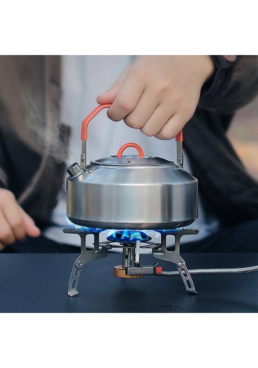 Teltree 1l Çelik Paslanmaz Kamp Çay/su Kaynatıcı, Silikon Kollü, Taşınabilir Piknik-faaliyetleri İçin Gümüş