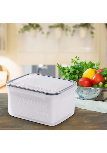 Suntek Magideal Buzdolabı Süzgeçli Saklama Kabı Beyaz