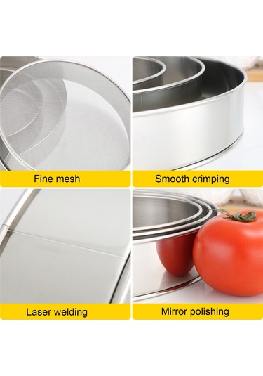 Skycity Paslanmaz Çelik Un Eleği 25cm - İnce Ağızlı, Pas Koruyucu, Hamur Pişirme, Meyve Sebze Yıkama İçin Diğer