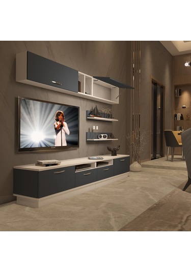 Decoraktiv Trendstyle 5220 Mdf Tv Ünitesi Tv Sehpası Beyaz - Antrasit