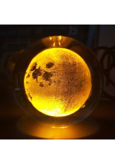 Dolunay Ay Gezegen Işıklı 6 Cm Çapında Cam Kristal Küre