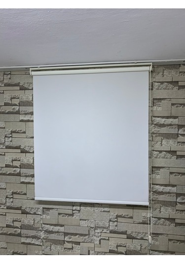 Stor Perde Ekru Renk - Güneşlik Perde - Ev, Ofis - (Etek Düz)