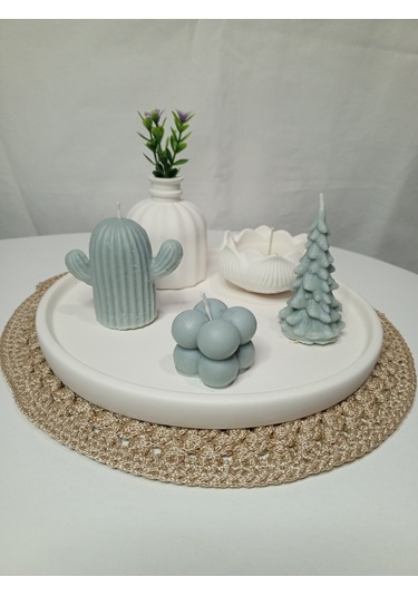 6' Lı Yeşil Mum Seti