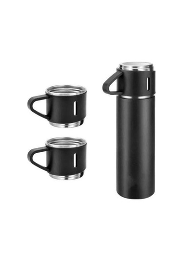 Bfs Termos Seti Paslanmaz Çelik 3 Bardaklı Vakumlu Termos Set 500 Ml 12 Saate Kadar Isı Koruma Çok Renkli