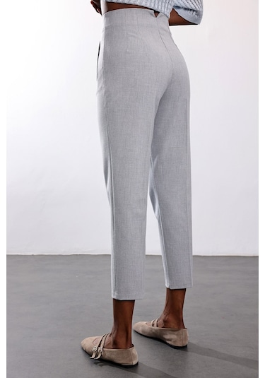 5in1Canpolat Gri Melanj Flatolu Pantolon 5113