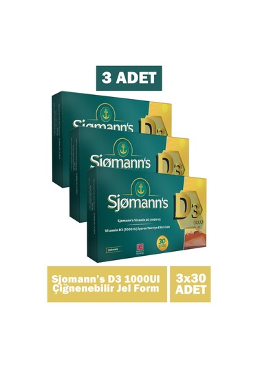 Sjomann's D3 Çiğnenebilir Jel 30 Tablet 3 Adet
