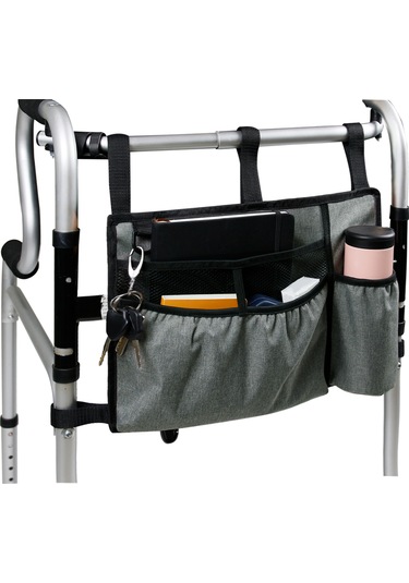 Padalink Gri Okse Kumaşı Sandalye Çantası - 5 Yapıştırıcı Kayışlı, Bardak Tutuculu, Çok Cepli, Yüksek Kapasite, Kolay Erişim Gri