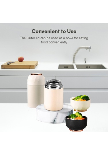 Neevoyu Kırmızı 500ml 304 Çelik Termos Kavanoz, Çocuklar İçin Çift Kullanımlı Kapaklı Isıtma/sogutma Mug Siyah