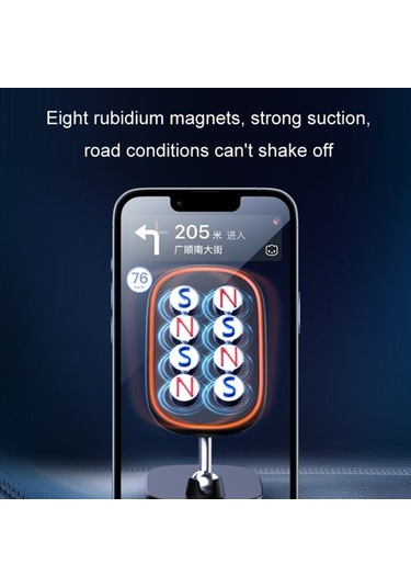 Luckysouk Alüminyum Alaşım + Silikon Manyetik Adsorpsiyon Araç Navigasyon Katlanır Telefon Tutucu Braketi Siyah Yok Havalandırma B1f8u8