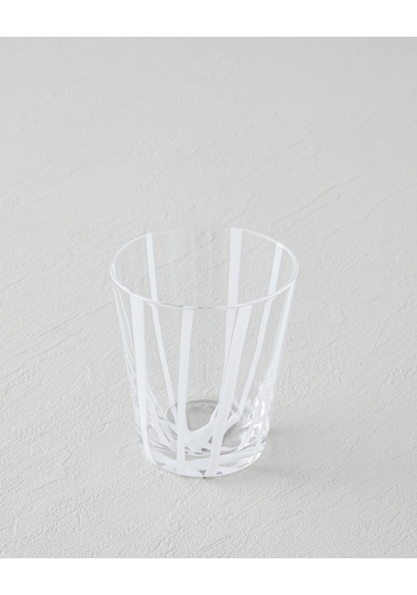English Home Stripe Cam El Yapımı Bardak 240 Ml Beyaz