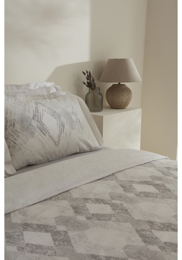 Karaca Home Chain %100 Pamuk 120 Tel Çift Kişilik Saten Nevresim Takımı Gri Gri