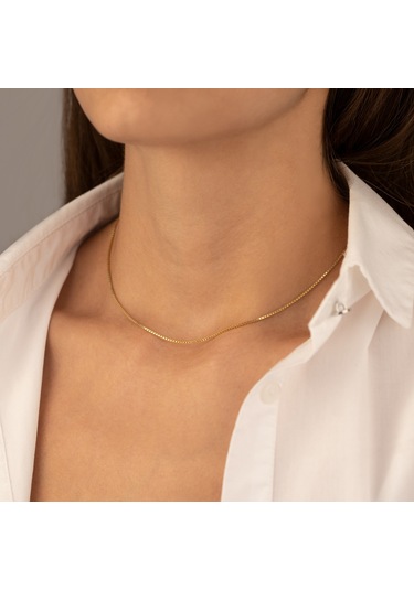 Dkmn Gümüş 925 Ayar İnce Box Zincir Gümüş Kolye