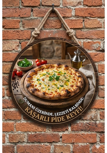 Kaşarlı Pide Temalı Pideciler Kebapçılar Restoranlar İçin Ahşap Duvar Kapı Dekoratif Süs Tablo 3