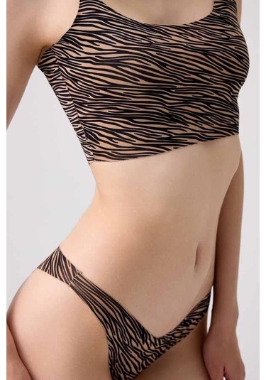 Basic Desenli Lazer Kesim Kadın Brezilya Külot 6'lı Paket Çok Renkli 1 Çok Renkli