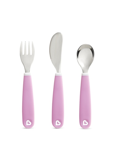Munchkin Sıçramayı Engelleyici Çocuk Çatal Bıçak Takımı Lila 18+ Ay Lila