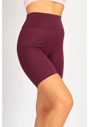 Soft&Basic Kadın Bıker Toparlayıcı Spor Tayt Bordo