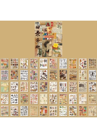 Yoofun 50 Tekrarlanmayan Desenler Dekoratif Kırtasiye Çıkartmalar Renkli Rüya Scrapbooking Dıy Günlüğü Albümü Retro Vaporwave Sopa Whıte